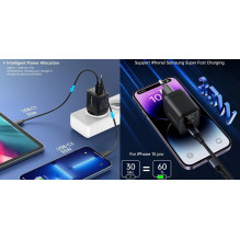 Charger CHOETECH GaN 2xUSB Type-C: 35W, PD
