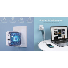 Charger CHOETECH GaN USB Type-C, Type-A: 65W, PD, QC Charger CHOETECH GaN USB Type-C, Type-A: 65W, PD, QC
