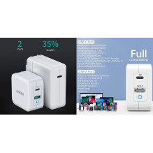 Charger CHOETECH GaN USB Type-C, Type-A: 65W, PD, QC Charger CHOETECH GaN USB Type-C, Type-A: 65W, PD, QC