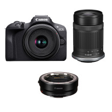 Canon EOS R100 + RF-S 18-45mm + RF-S 55-210mm + Mount Adapter EF-EOS R