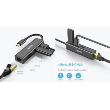 Adapteris CHOETECH USB Type-C - 1x RJ-45, 3x USB Type-A
