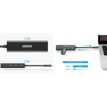 Adapter CHOETECH USB Type-C - 1x RJ-45, 3x USB Type-A