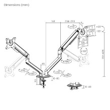 Dviejų 17"-32" monitorių spyruoklinis laikiklis Dviejų 17"-32" monitorių spyruoklinis laikiklis
