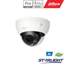 IP to AI 4M 2K dome. STARLIGHT + with LXIR up to 50m, 4MP(2688x1520)1~25fps, 2.8mm, H.265+, ePoE, IK10