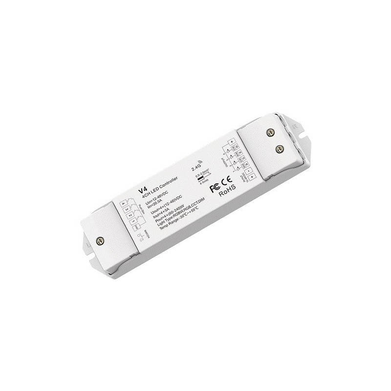 V4 constant voltage RGB / RGBW / CCT controller 12-48V, 4x5A, + Push DIM