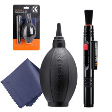 Objektyvų Valymo Rinkinys - K&amp;F Concept 3-in-1 ("Kriaušė", mikropluošto šluostė, valymo pieštukas)
