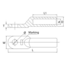 Pressed loop terminal, aluminum, for 25mm2 cable, 10 pcs.