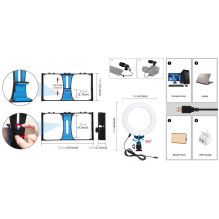 Blogger kit with LED ring light, stand, phone holder and microphone