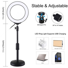 LED ring lamp 16cm, with stand up to 33cm, USB, RGBW