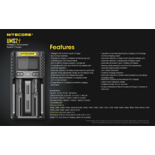 Nitecore UMS2 Intelligent USB Superb Baterijų įkroviklis Nitecore UMS2 Intelligent USB Superb Baterijų įkroviklis