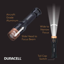 Duracell Aluminum Focusing LED Flashlight 350 Lumens prožektorius Duracell Aluminum Focusing LED Flashlight 350 Lumens prožektorius