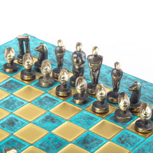Manopoulos Cycladic Art Solid Brass Chess Set 28x28cm With Chess Pieces