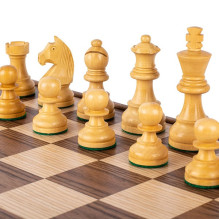 Manopoulos Staunton Walnut Wooden Chess Set with 27cm Inlaid Board