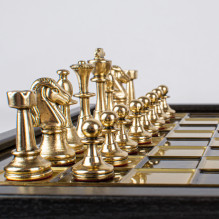 Manopoulos Klasikinis Metalinių Staunton Šachmatų Rinkinys 27cm