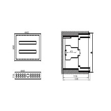 Distribution Panel Tibox 440x450x115mm 2x16mod., Ip54, Flush-mounted