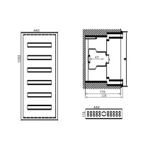 Distribution Panel Tibox 440x1050x115mm 6x16mod., Ip54, Flush-mounted