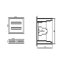 Distribution Panel Tibox 440x450x115mm 2x16mod., Ip54, Overhead