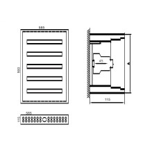 Paskirstymo Skydas Tibox 585x900x115mm 5x24mod., Ip54, Virštinkinis