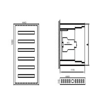 Distribution Panel Tibox 440x1050x115mm 6x16mod., Ip54, Surface Mounted