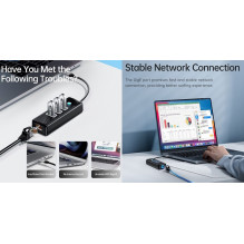 Adapter ORICO PW3UR-U3, 3x USB and 1x RJ45 Adapter ORICO PW3UR-U3, 3x USB and 1x RJ45