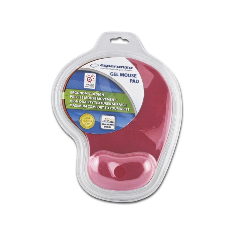Mouse Pad - Esperanza EA137R With Gel Wrist Rest, Non-Slip Pad, Red