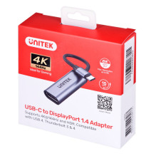 Ekrano Adapteris - Unitek USB-C, DisplayPort 1.4, 8K@60Hz V1415A Ekrano Adapteris - Unitek USB-C, DisplayPort 1.4, 8K@60Hz V1415A