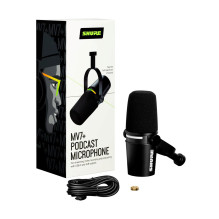 Mikrofonas - Shure MV7+ su XLR / USB-C jungtimi, Juodas