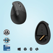 Vertikali Pelė - Logitech Lift RD belaidis ryšys + "Bluetooth" Optinis 4000 DPI Vertikali Pelė - Logitech Lift RD belaidis ryšys + "Bluetooth" Optinis 4000 DPI