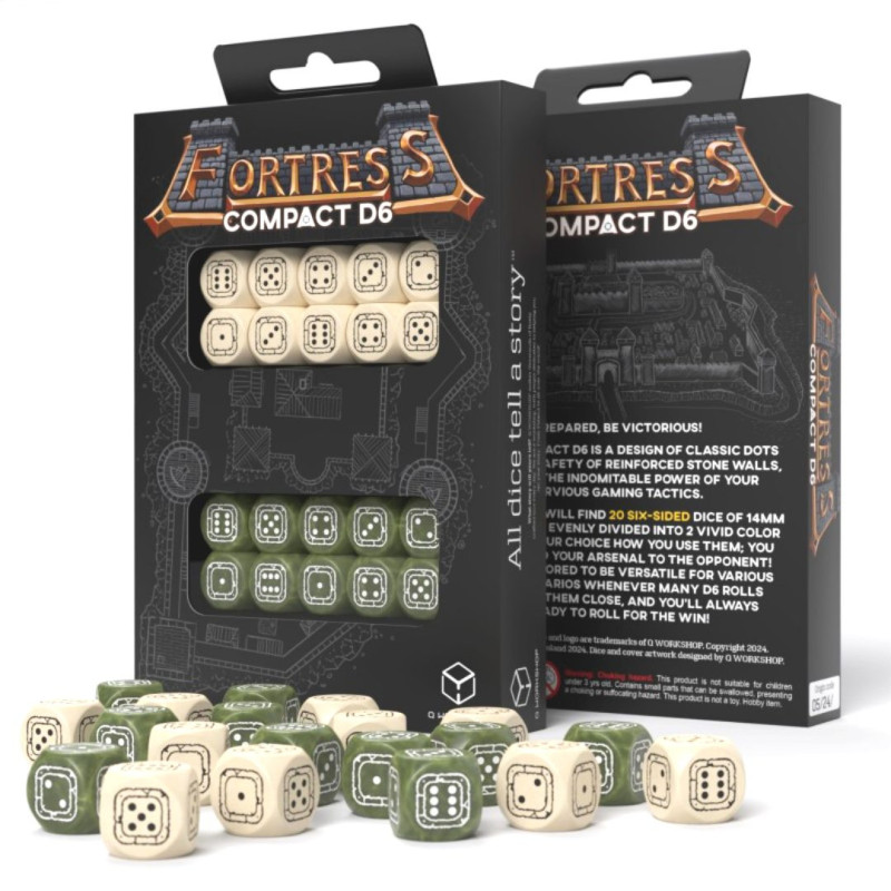 Q-workshop Fortress Compact D6 Beige Olive Dice Set