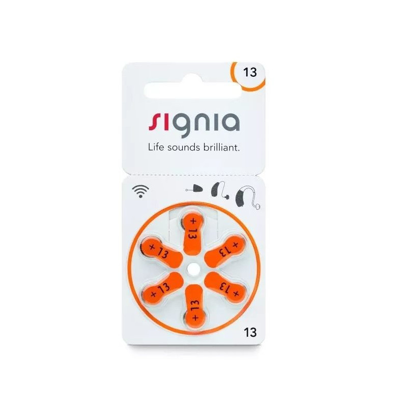 Hearing Aid Batteries Signia 13 PR48 6BL 6 pcs.