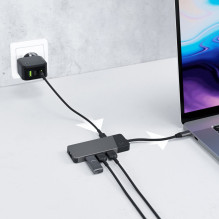 USB Adapteris - GC Connect 7W1 (3XUSB 3.1, HDMI 4K 60Hz, USB-C PD 85W, MicroSD / SD)