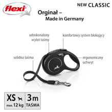 Dog Leash - Flexi New Classic Cat XS 3 m Yellow