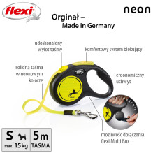 Dog Leash - Flexi 5 m Black, Yellow