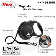 Dog Leash - Flexi Black Design L 5m Dog Leash - Flexi Black Design L 5m
