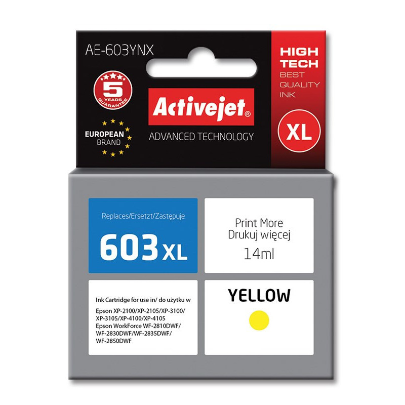 Ink Cartridge - Activejet AE-603YNX, Yellow