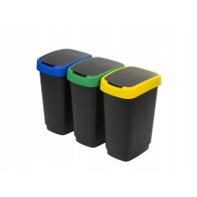 Waste Sorting Containers - ROTHO Twist 3 x 25L Blue, Black, Red, Green Waste Sorting Containers - ROTHO Twist 3 x 25L Blue, Black, Red, Green