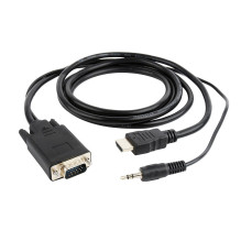 Video Adapter - Gembird A-HDMI-VGA-03-6 1.8 m HDMI VGA 3.5 mm Black Video Adapter - Gembird A-HDMI-VGA-03-6 1.8 m HDMI VGA 3.5 mm Black