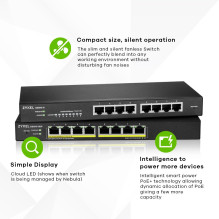 Switch - Zyxel GS1915-8 Managed L2 Gigabit Ethernet 8-Port Switch Black