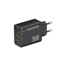 Power Charger - Esperanza EZC107K 36W Quick Charge 3.0 Black Power Charger - Esperanza EZC107K 36W Quick Charge 3.0 Black