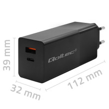 Charger - Qoltec 52382 GaN 100W PD USB Type-C and A Black Charger - Qoltec 52382 GaN 100W PD USB Type-C and A Black