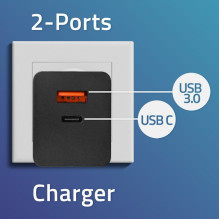 Įkroviklis - Qoltec 52382 GaN 100W PD USB Type-C ir A Juodas