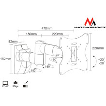 Televizoriaus Laikiklis - Maclean MC-503A S, 23-42" Iki 30 Kg, Maksimalus Vesa 200x200