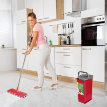 Floor Cleaning Set - Flat Mop With Bucket, Telescopic Wand and 2 x Microfiber Pads, XXL Rotating Head