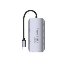 USB-C Hub - UNITEK 2X HDMI 4K, RJ45, PD 100W Pilkas