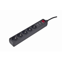 Prailgintuvas - Gembird SPG5-C-10, 5 AC Lizdai, 250 V, 3 m, Juodas