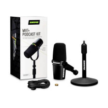 Mikrofonas - Shure MV7+-K-BNDL, Juodas su XLR / USB-C Jungtimi ir Staliniu Stovu GATOR