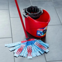 Floor Cleaning Mop - Vileda 3Action Velour XL Ergonomic Red / Blue