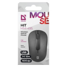 Computer Mouse - Defender Hit MM-495 RF Optical Black 1600dpi Computer Mouse - Defender Hit MM-495 RF Optical Black 1600dpi