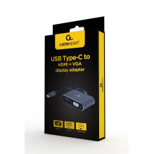Adapteris - Cablexpert A-USB3C-HDMIVGA-01 USB Grafikos Adapteris - Pilkas