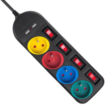 Ilgiklis - Maclean MCE229B, 4 Kištukiniai Lizdai + 2xUSB, Su Jungikliais, 1,5 m Ilgiklis - Maclean MCE229B, 4 Kištukiniai Lizdai + 2xUSB, Su Jungikliais, 1,5 m